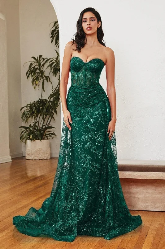 Swimwear Summer Blowout Emerald 8 Cinderella Divine CB046 Long Floral Prom Dress Sale