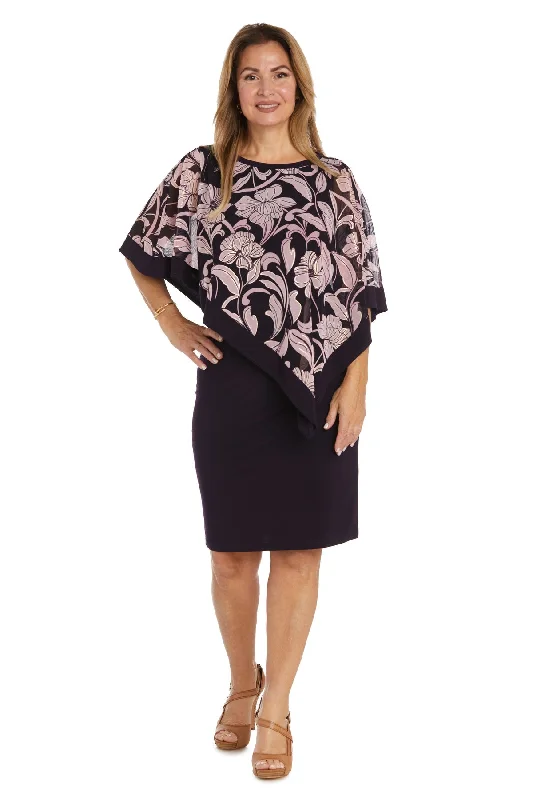 Bid Farewell To The Old Season R&M Richards 9704P Short Floral Print Poncho Petite Cocktail Dress