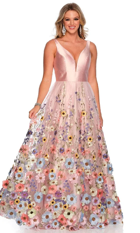 Urban Elegance Deals Dave & Johnny 11488 - Sleeveless Floral Embroidered Ballgown