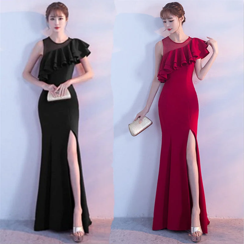 Limited Edition IKEARLAX  2018 Fashion New Sexy Wedding Evening Dress Women's Slim Fishtail Slimming Long Spring and Summer Dress