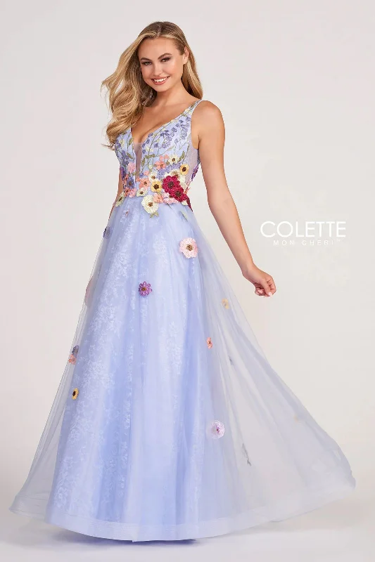 Bold Fashion Sales Colette CL2084 Floral Applique Formal Prom Long Dress