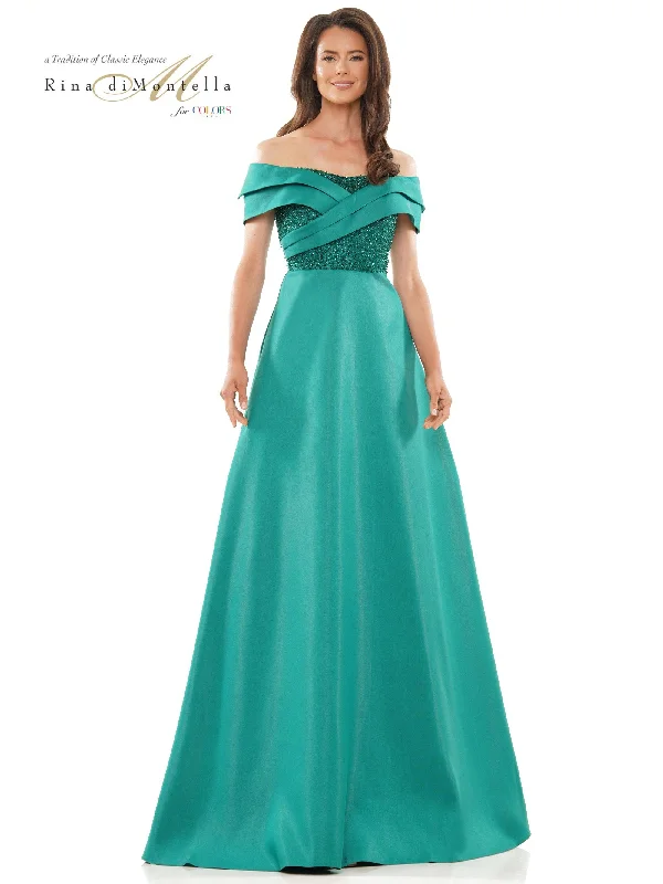 Fashionista Favorites Rina di Montella Long Off Shoulder Formal Dress 2812