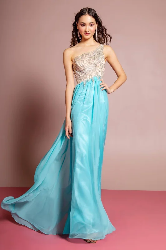 Vintage Style Deals Prom Long Dress One Shoulder Chiffon Gown