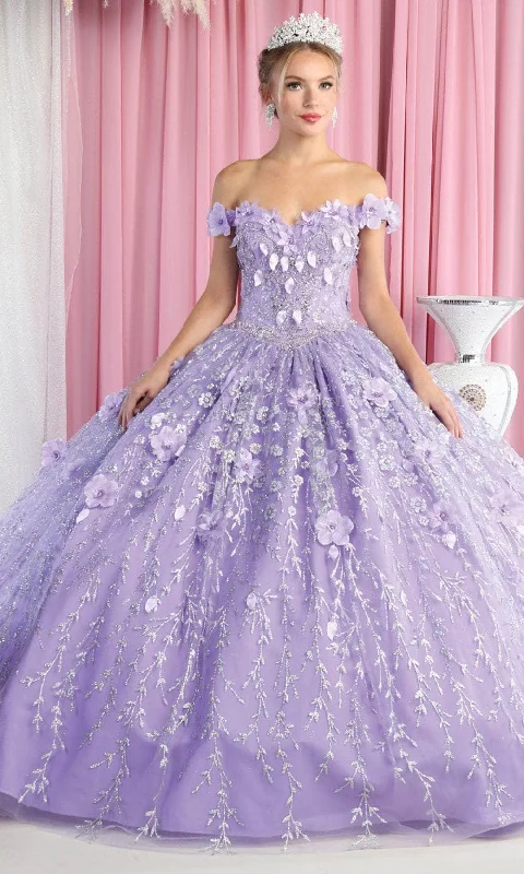 Stylish Savings May Queen LK192 - Off Shoulder Floral Quinceanera Gown