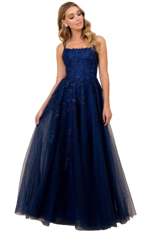 Crazy Discounts, Hurry Up Nox Anabel - C415 Sleeveless Floral Embellishments Long Gown - 1 pc Navy Blue In Size 10 Available