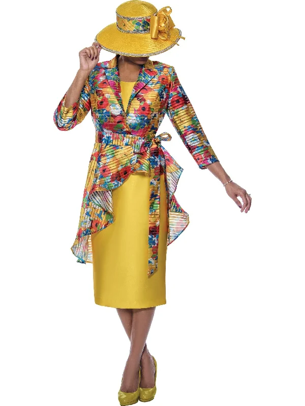 Fashion Forward Divine Apparel DCC4692 Mother of the Bride Floral Jacket Midi Dress