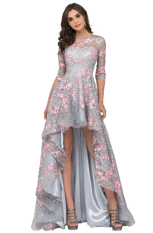 Hot Styles Cecilia Couture - 1495 Floral Applique High Low A-line Dress