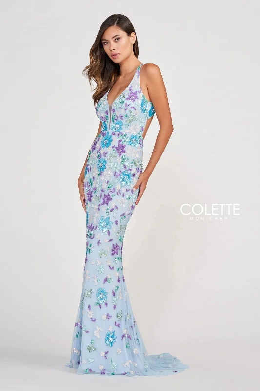 Feminine Style Promotions Colette CL2088 Prom Long Formal Floral Beaded Dress