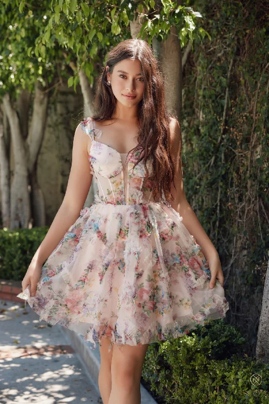 Sophisticated Fashion Nox Anabel S849 Short Floral Print Homecoming A Line Cocktail Dress