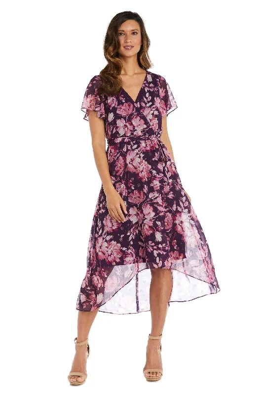 Fashion-Forward R&M Richards 9500 High Low Floral Chiffon Dress