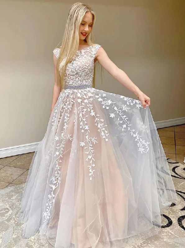 Daring Fashion Promotions Lace Appliques Long Prom Dresses, Long Tulle Wedding Dresses PO396