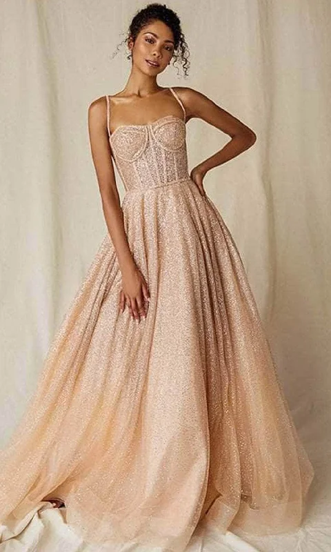 Affordable Trendy Fashion Eureka Fashion 9900 - Sweetheart Glitter Mesh Prom Gown