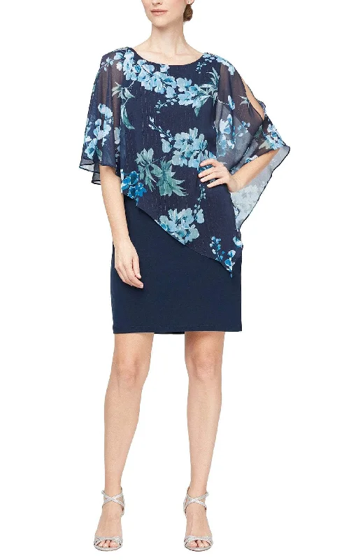 Best Sellers SLNY 9177495 - Sheer Floral Asymmetric Dress