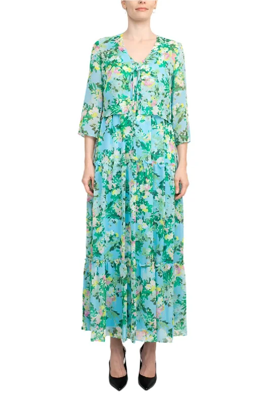 Style Breakthroughs Maison Tara 27172MA Long Floral Mother of the Bride Jacket Dress