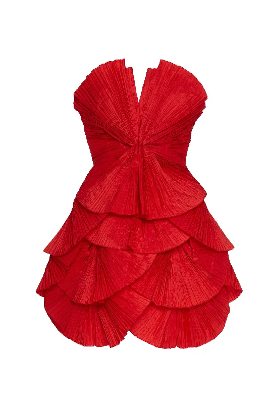 Flash Sales 80's Red Pleated Mini Dress. Rent: £75/Day