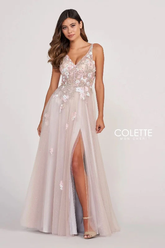 Relaxed Style Deals Colette CL2003 Formal Sequin Floral Applique Prom Long Dress