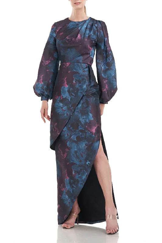 The Latest Trends Kay Unger 5518784 Long Sleeve Formal Floral Print Dress