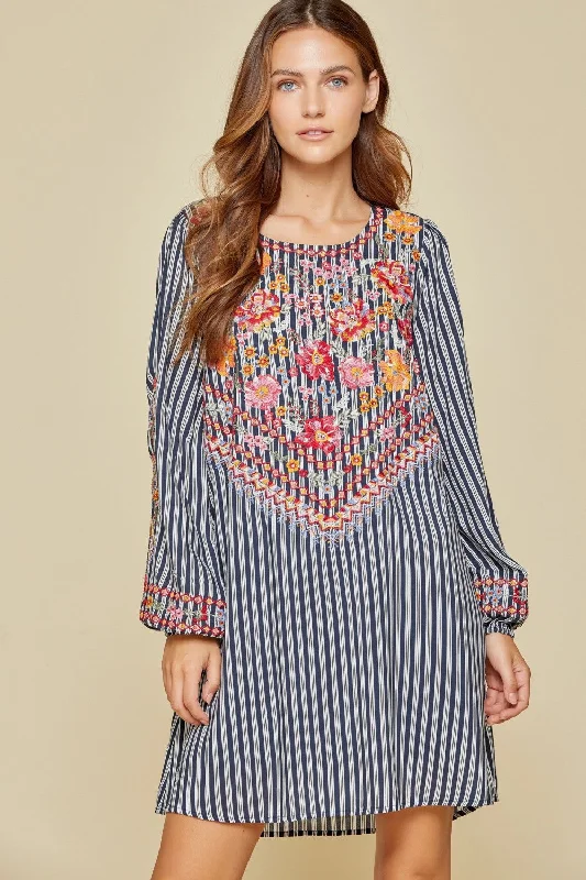 Statement Fashion Offers Floral Embroidered Striped Dress