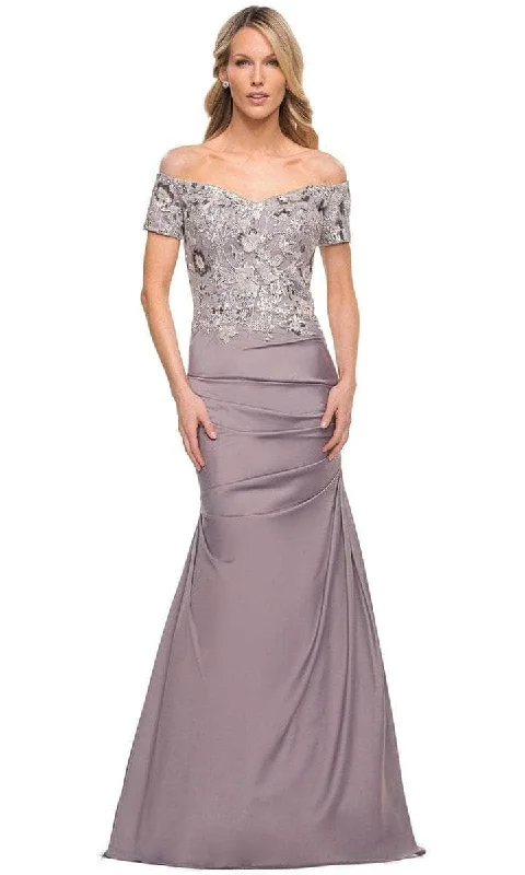 The Latest Fashion Trends La Femme - Floral Lace Sweetheart Evening Dress 30045SC