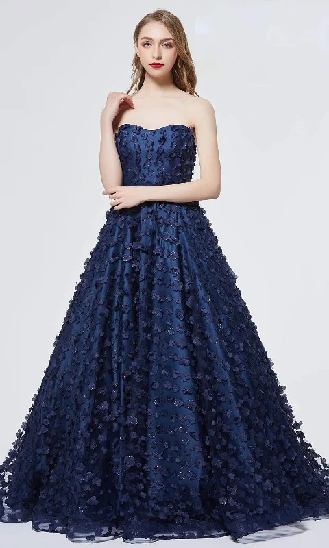 Fashion Deal J'Adore Dresses - J19005 Strapless Floral Appliqued Long Gown