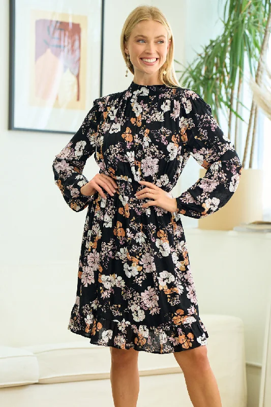 Stay Ahead In Style Long Sleeve Floral Short Dress