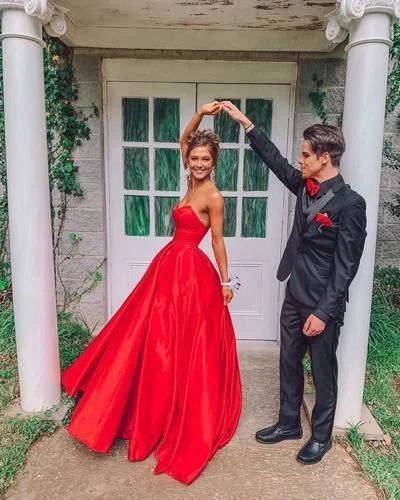 Spring Fashion Fashion Sweetheart neck Red Floor-Length Satin Prom Dress,Red Wedding Party Gowns  cg5526