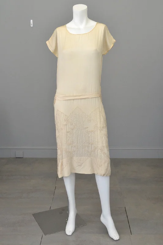 Special Offer For You 1920s Eggshell Deco Beaded Flapper Wedding Dress