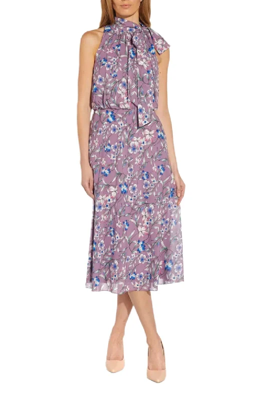 Fashion-Forward Adrianna Papell AP1D104621 Short Blouson Floral Print Cocktail Midi Dress