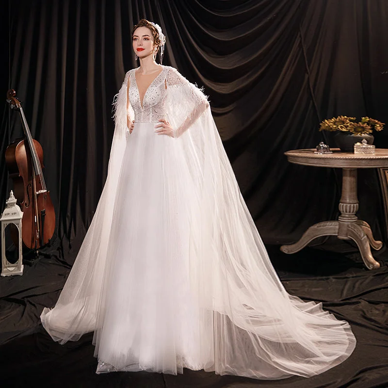 Premium Style Romantic French Long Sleeve Wedding Dress