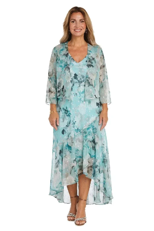 Limited Time Special Offer R&M Richards 9966 High Low Floral Jacket Dress