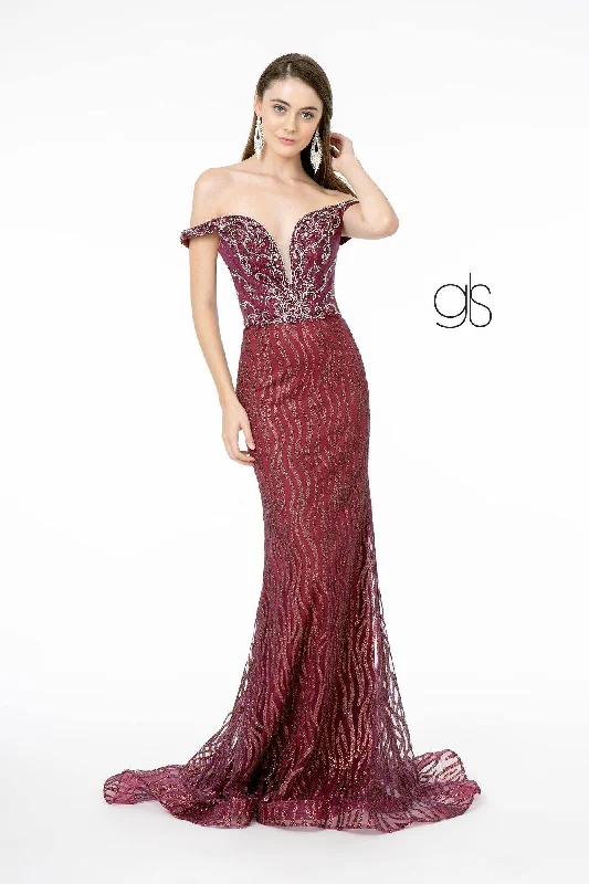 Style Upgrade Off Shoulder Glitter Long Prom Dress Sale