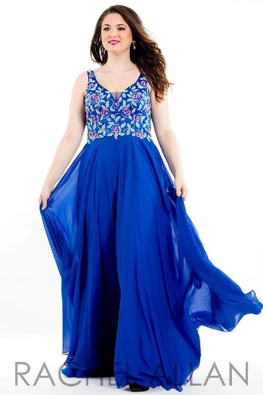 Winter Warehouse Sale Rachel Allan 7807 - Floral Embroidered V-Neck Evening Gown