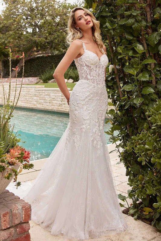 Trendy Pulse Lace Applique Mermaid Wedding Dress by Ladivine CDS432W