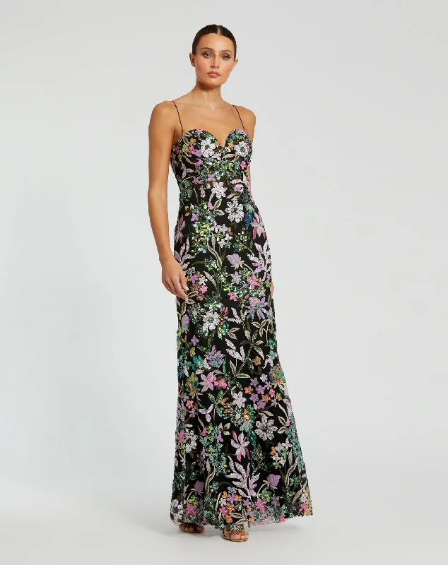 Laid-Back Fashion Offers Mac Duggal 49827 Long Formal Floral Prom Dress