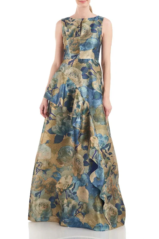 Seasonal Picks Kay Unger 5518282 Long Sleeveless Floral Print Formal Dress