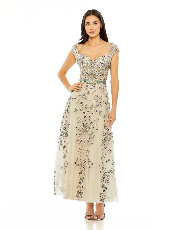 Flash Sale Now Mac Duggal 20582 Floral Tea Length Cocktail Dress