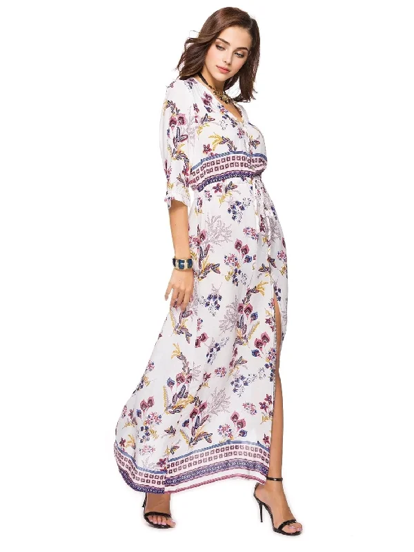 Sophisticated Style Offers JuliaFashion-Going Somewhere Floral Button Down Maxi Dress