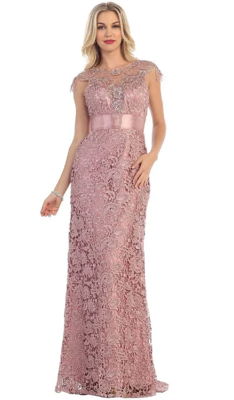 Crazy Discounts, Hurry Up May Queen - Cap Sleeve Floral Lace Evening Gown RQ7182