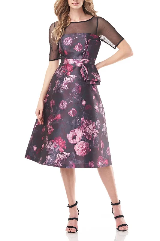 Special Offer For You Kay Unger 5516087 Floral Print Cocktail Midi Dress