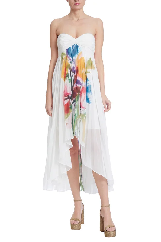 Trendy Looks On Sale Badgley Mischka SC3959 Floral High Low Pleated Cocktail Dress