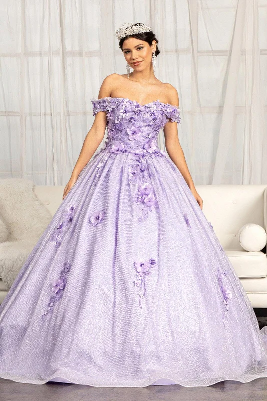 Clearance Sale, All Cheap Long Off Shoulder Floral Applique Quinceanera Dress