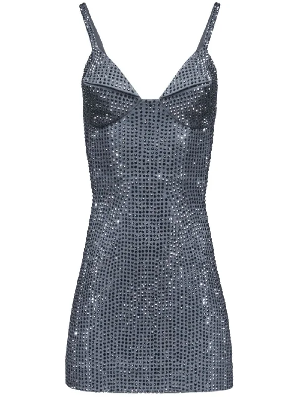 Classic Modern Offers Charcoal Crystal Embellished Mini Dress