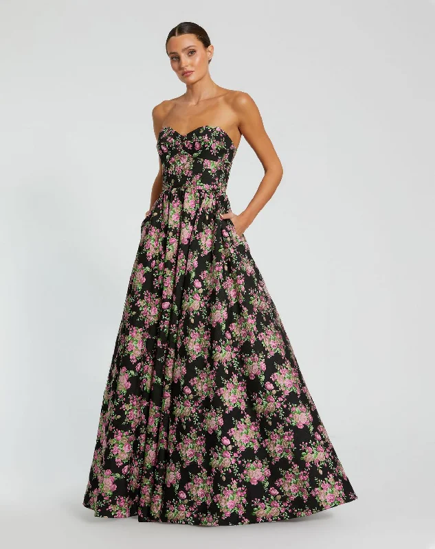 You'Ll Love Us Because Mac Duggal 68780 Long Floral A Line Formal Prom Dress