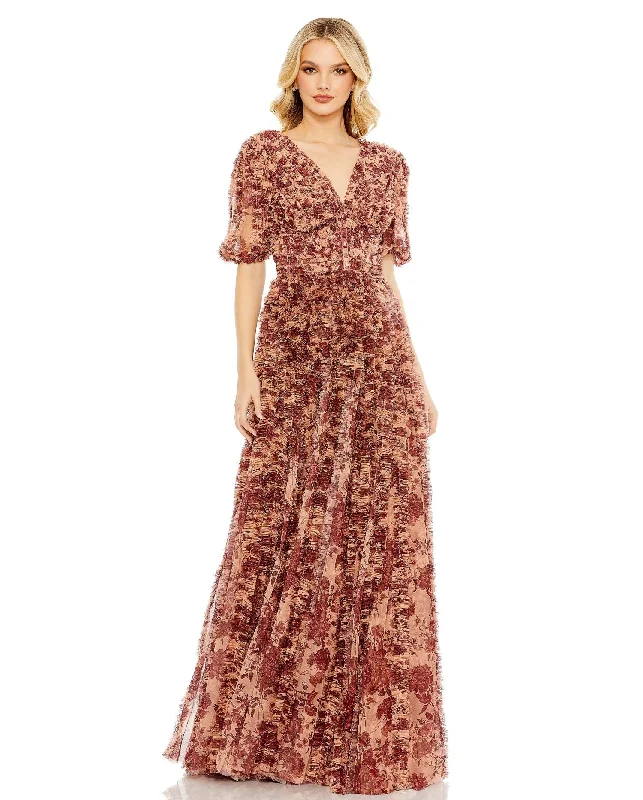 Must Haves Mac Duggal A8013 Floral Print Long Formal Maxi Dress