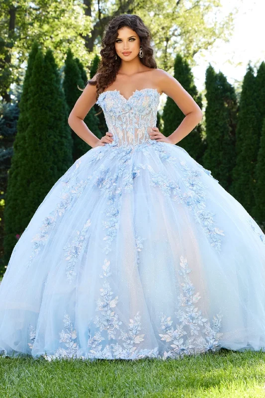 Hot Trends Jovani 43433 Sweet 16 Long Ball Gown Floral Quinceanera Dress