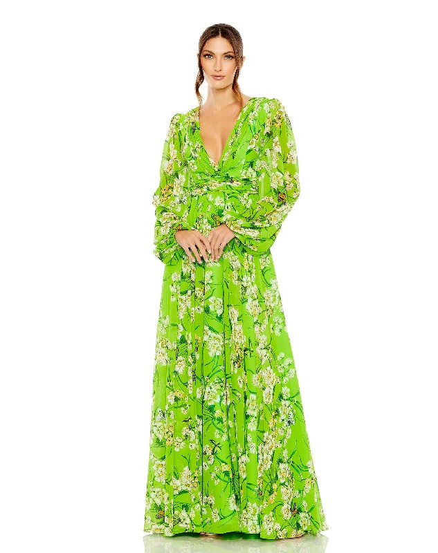 Limited Time Offer Mac Duggal 56013 Formal Floral Long Sleeve Evening Dress