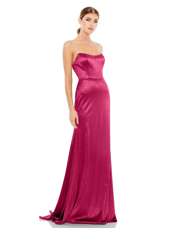 Chic Trends Unveiled Mac Duggal Long Prom Beaded Straps Satin Gown Sale