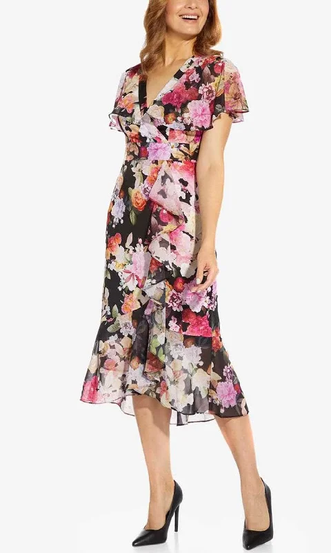 Fresh Fashion Discounts Adrianna Papell AP1D104615 - Floral Chiffon Long Dress