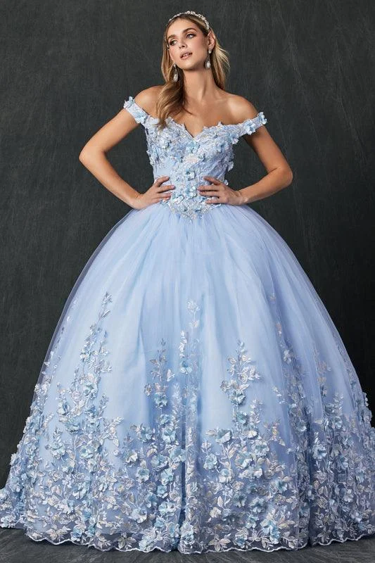 Fall Sale, Prices Drop Long Quinceanera Off Shoulder Floral Ball Gown