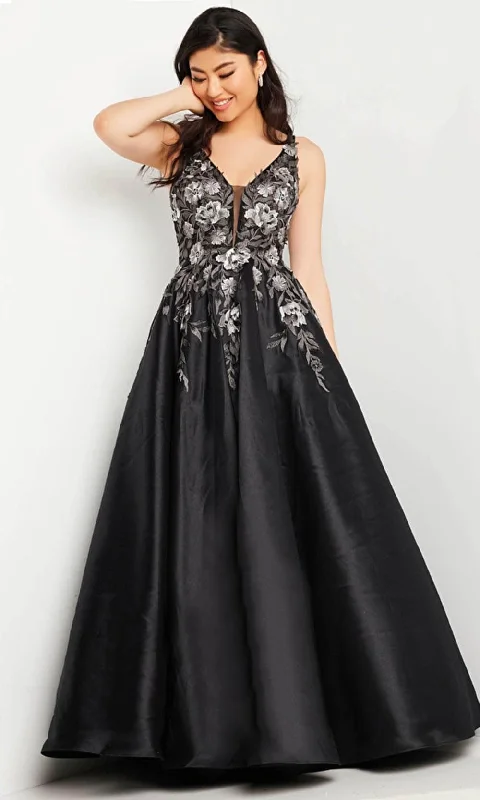 Classy Style Discounts JVN by Jovani JVN37485 - Sleeveless Floral Embroidered Ballgown